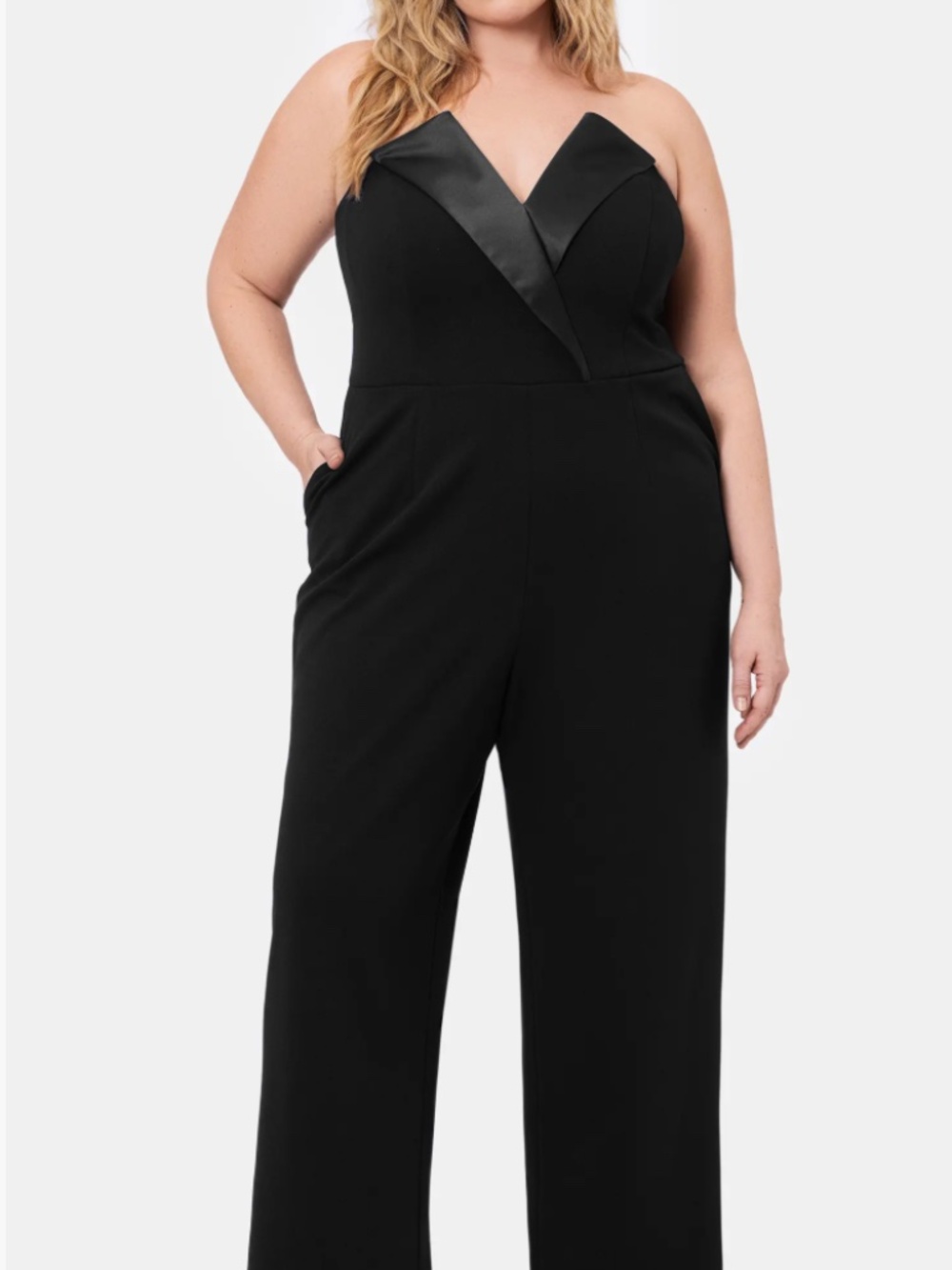 Betsy & Adam Strapless Tuxedo Jumpsuit 20W